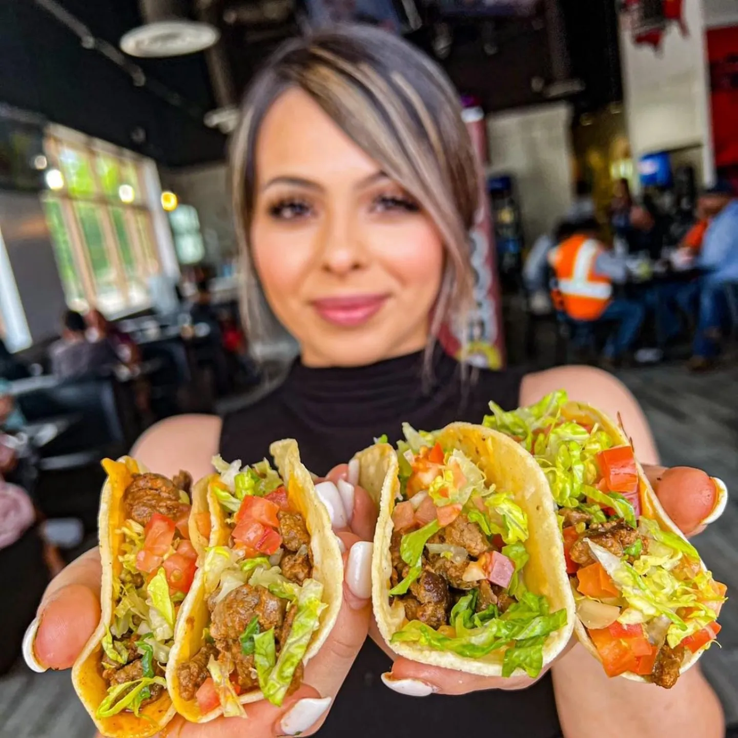 Customer with tacos